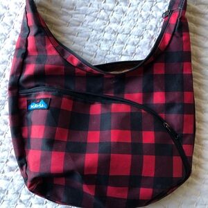KAVU Women's Red and Black Plaid Bag